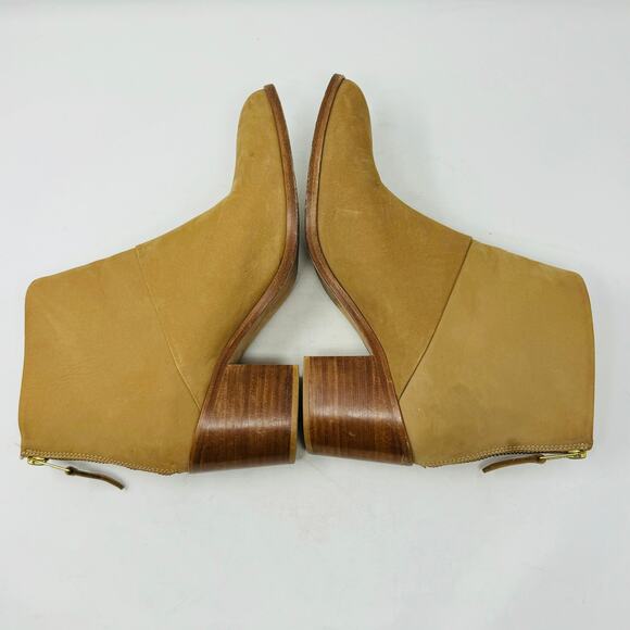 Nisolo Dari Ankle Boots Tan Leather Zip Stacked Heel Almond Toe Size 10 - Picture 11 of 16